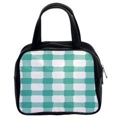 Plaid Blue Green White Line Classic Handbags (2 Sides) by Mariart