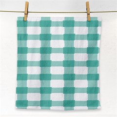 Plaid Blue Green White Line Face Towel by Mariart