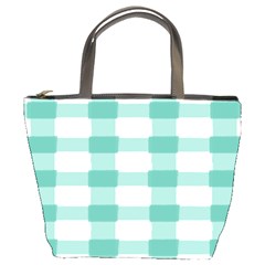 Plaid Blue Green White Line Bucket Bags by Mariart