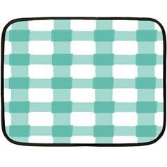 Plaid Blue Green White Line Double Sided Fleece Blanket (mini)  by Mariart