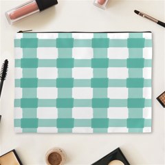 Plaid Blue Green White Line Cosmetic Bag (xl) by Mariart