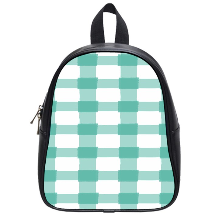 Plaid Blue Green White Line School Bags (Small) 