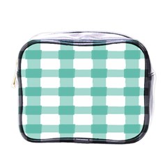 Plaid Blue Green White Line Mini Toiletries Bags by Mariart