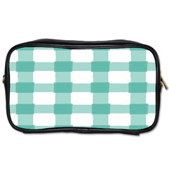 Plaid Blue Green White Line Toiletries Bags by Mariart