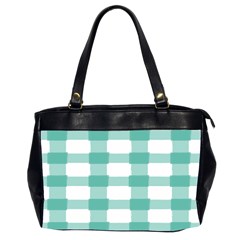 Plaid Blue Green White Line Office Handbags (2 Sides) 