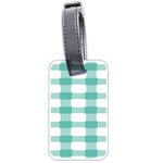 Plaid Blue Green White Line Luggage Tags (Two Sides) Front