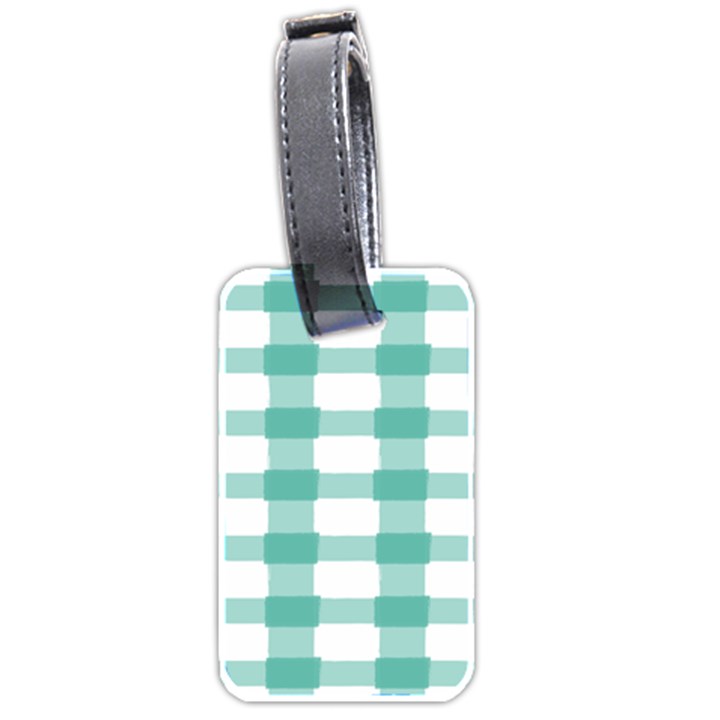 Plaid Blue Green White Line Luggage Tags (Two Sides)