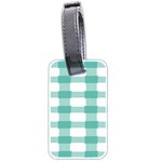 Plaid Blue Green White Line Luggage Tags (Two Sides) Back