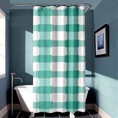 Plaid Blue Green White Line Shower Curtain 36  X 72  (stall)  by Mariart