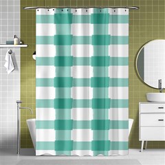 Plaid Blue Green White Line Shower Curtain 48  X 72  (small)  by Mariart