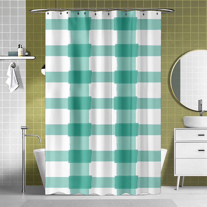 Plaid Blue Green White Line Shower Curtain 48  x 72  (Small) 