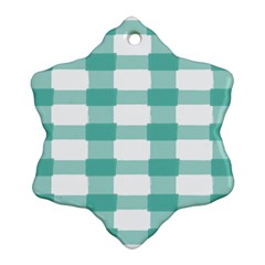 Plaid Blue Green White Line Snowflake Ornament (two Sides) by Mariart