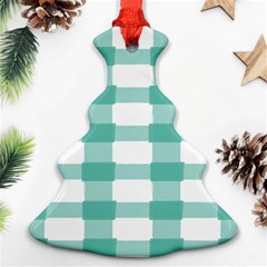 Plaid Blue Green White Line Christmas Tree Ornament (two Sides) by Mariart