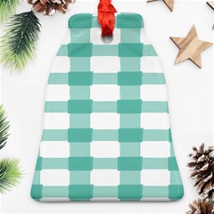 Plaid Blue Green White Line Bell Ornament (two Sides) by Mariart