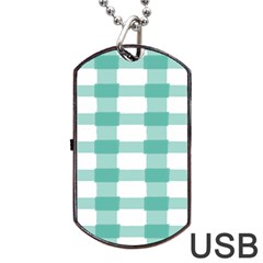 Plaid Blue Green White Line Dog Tag Usb Flash (one Side) by Mariart