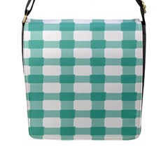 Plaid Blue Green White Line Flap Messenger Bag (l)  by Mariart