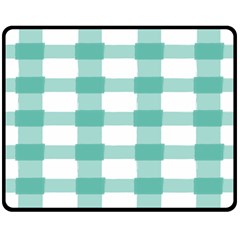 Plaid Blue Green White Line Double Sided Fleece Blanket (medium)  by Mariart