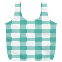 Plaid Blue Green White Line Full Print Recycle Bags (l)  by Mariart