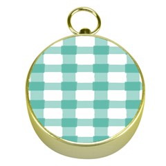 Plaid Blue Green White Line Gold Compasses by Mariart