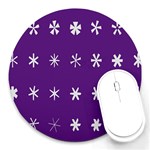 Purple Flower Floral Star White Round Mousepads Front