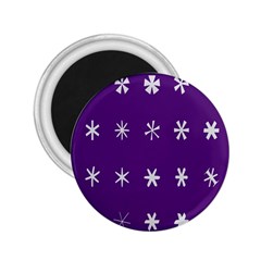 Purple Flower Floral Star White 2.25  Magnets