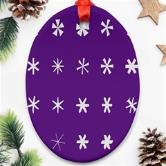 Purple Flower Floral Star White Ornament (oval) by Mariart