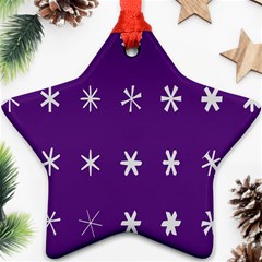 Purple Flower Floral Star White Ornament (Star)