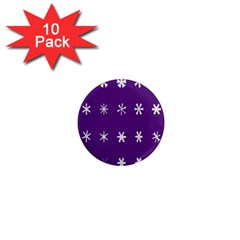 Purple Flower Floral Star White 1  Mini Magnet (10 pack) 