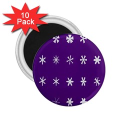 Purple Flower Floral Star White 2.25  Magnets (10 pack) 