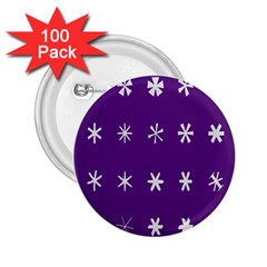 Purple Flower Floral Star White 2 25  Buttons (100 Pack)  by Mariart