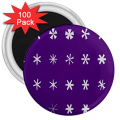 Purple Flower Floral Star White 3  Magnets (100 Pack) by Mariart