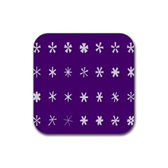 Purple Flower Floral Star White Rubber Coaster (square)  by Mariart