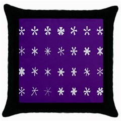 Purple Flower Floral Star White Throw Pillow Case (Black)