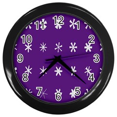 Purple Flower Floral Star White Wall Clocks (Black)