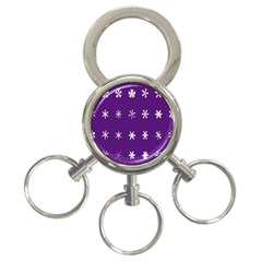 Purple Flower Floral Star White 3-ring Key Chains by Mariart