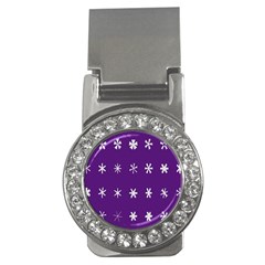 Purple Flower Floral Star White Money Clips (cz)  by Mariart