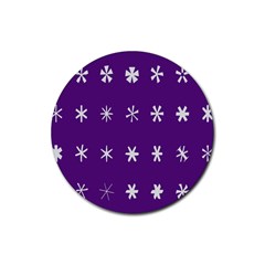 Purple Flower Floral Star White Rubber Coaster (Round) 