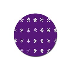 Purple Flower Floral Star White Magnet 3  (round)