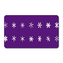 Purple Flower Floral Star White Magnet (Rectangular)