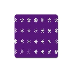 Purple Flower Floral Star White Square Magnet