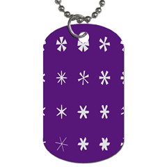 Purple Flower Floral Star White Dog Tag (Two Sides)