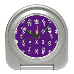 Purple Flower Floral Star White Travel Alarm Clocks