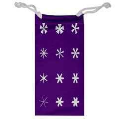 Purple Flower Floral Star White Jewelry Bag by Mariart