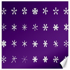 Purple Flower Floral Star White Canvas 12  x 12  