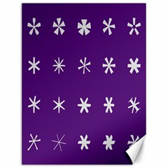 Purple Flower Floral Star White Canvas 12  x 16  