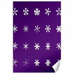 Purple Flower Floral Star White Canvas 24  x 36 