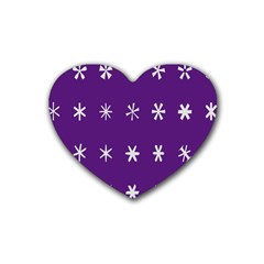 Purple Flower Floral Star White Heart Coaster (4 Pack) 