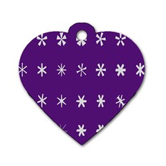 Purple Flower Floral Star White Dog Tag Heart (Two Sides)