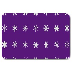 Purple Flower Floral Star White Large Doormat 