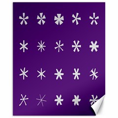 Purple Flower Floral Star White Canvas 11  x 14  